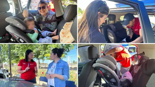 70 familias participaron en operativo gratuito de revisión de sillas infantiles en Los Ángeles