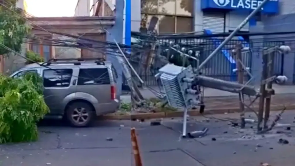 Choque de vehículo contra poste en calle Manuel Rodriguez, Cedida