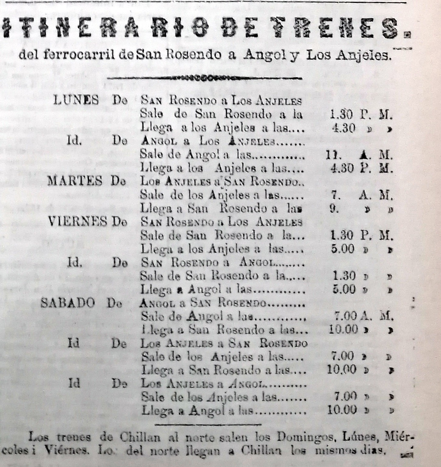 En 1877 ya había trenes desde Los Ángeles hasta Angol y San Rosendo, conectando con Santa Fe. / cedida
