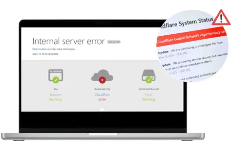 Falla global de Cloudflare deja sin servicio a múltiples plataformas en todo el mundo
