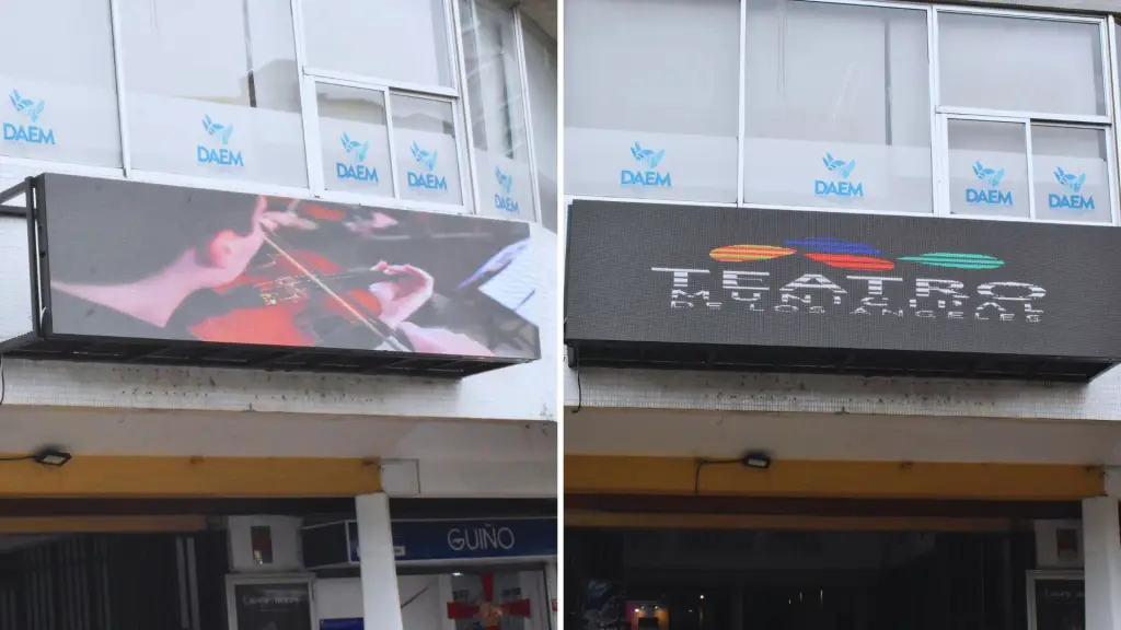 Instalan pantalla LED en el frontis del Teatro Municipal de Los Ángeles, La Tribuna