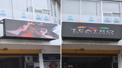 Instalan pantalla LED en el frontis del Teatro Municipal de Los Ángeles