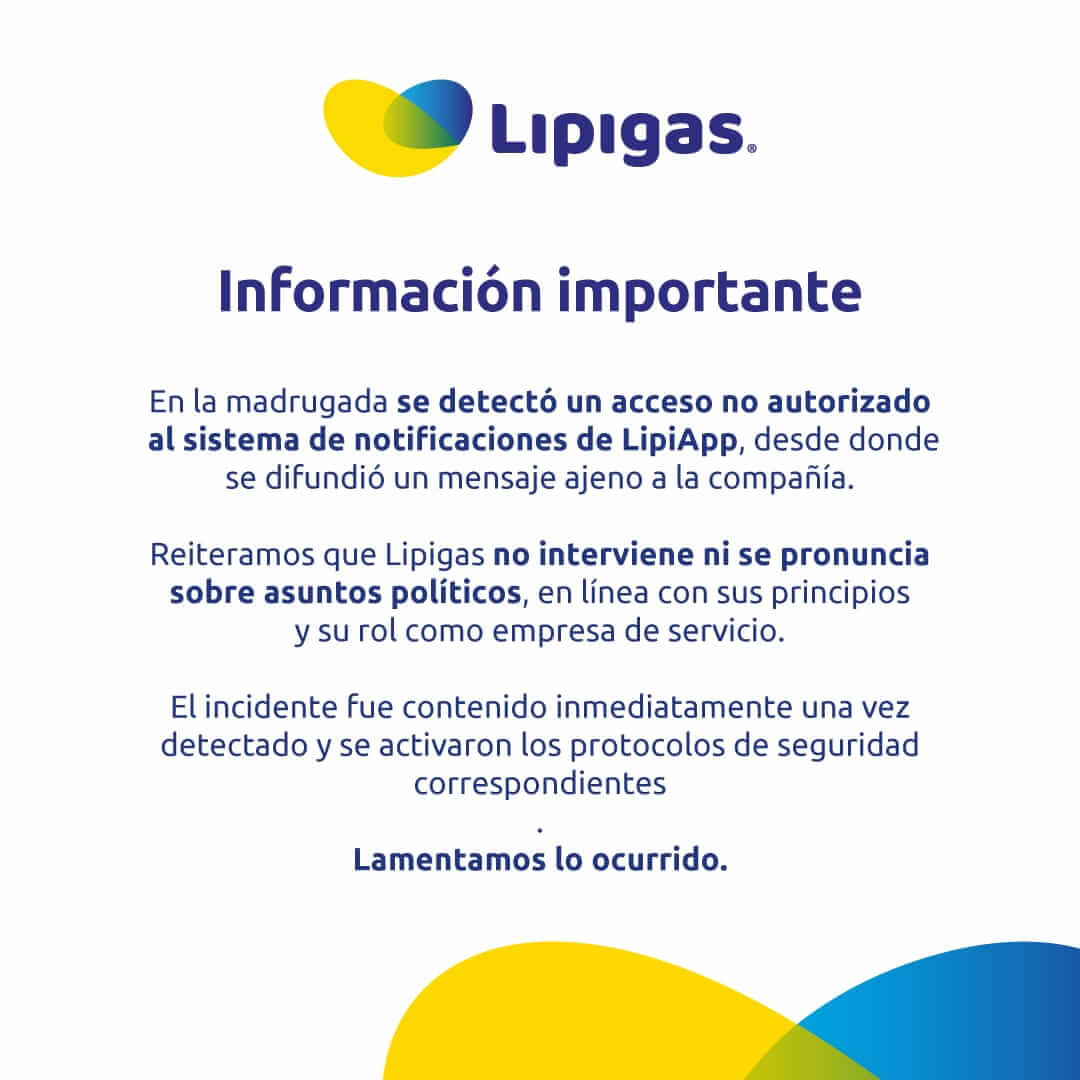 Comunicado Lipigas / @lipigascl