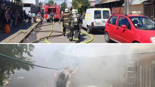 Tres casas dañadas tras incendio en Villa Las Américas: indagan presunto empujón de un civil a bombera