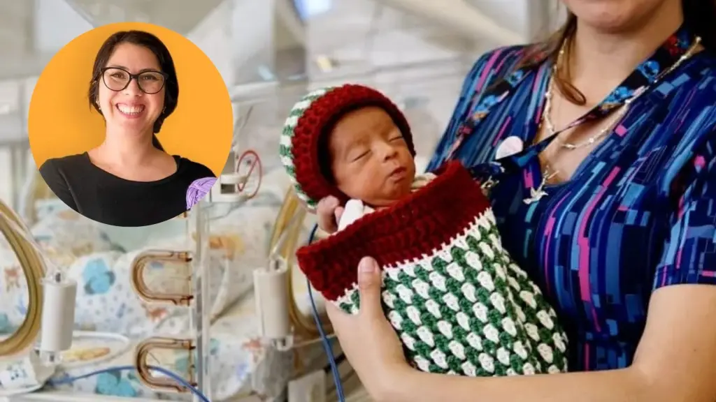 Ingrid Concha es quien lidera la entrega de capullitos en la Unidad de Neonatología del Hospital angelino., Ingrid Concha