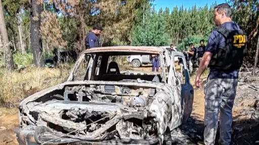 Violento robo de camioneta termina con el vehículo incendiado en zona boscosa de Collipulli
