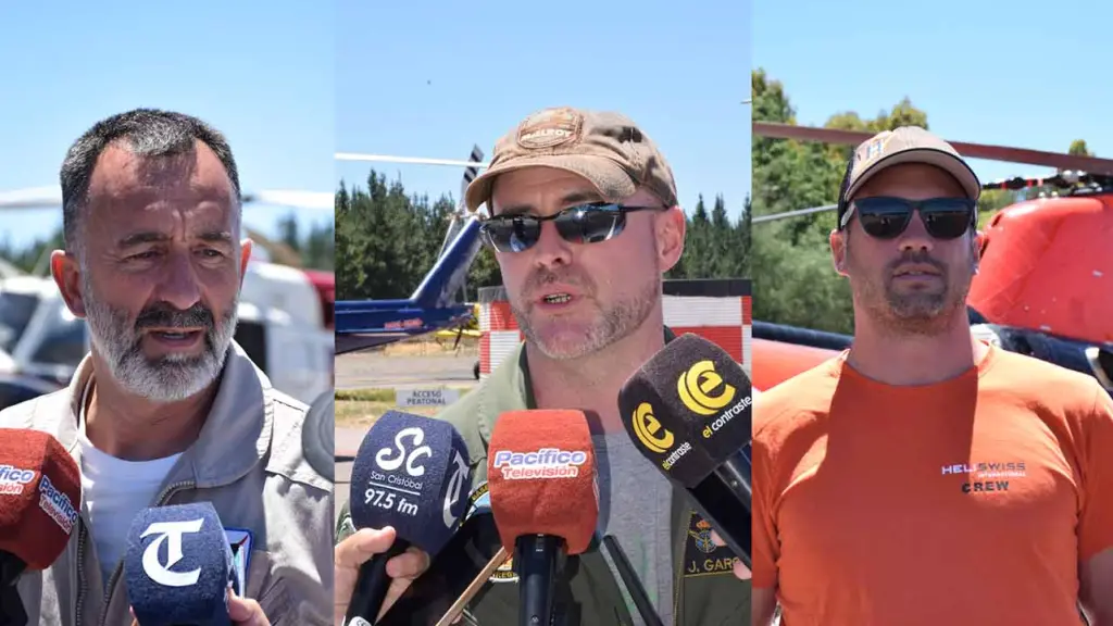 José Manuel Fonticoba, Jorge García y Joseph Ventura, pilotos de aeronaves de CMPC, La Tribuna