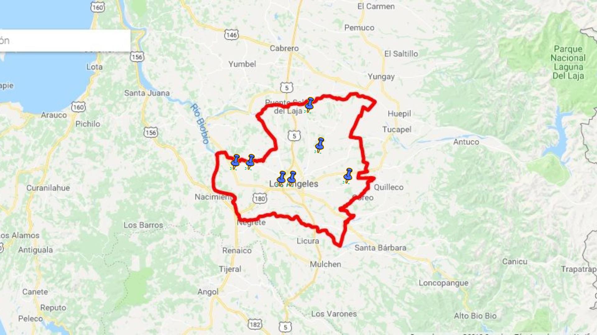 Mapa puntos críticos comuna de Los Ángeles / La Tribuna
