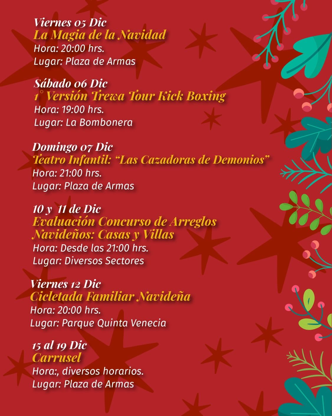 Actividades Aniversario Mulchén 2025 / Municipalidad de Mulchén