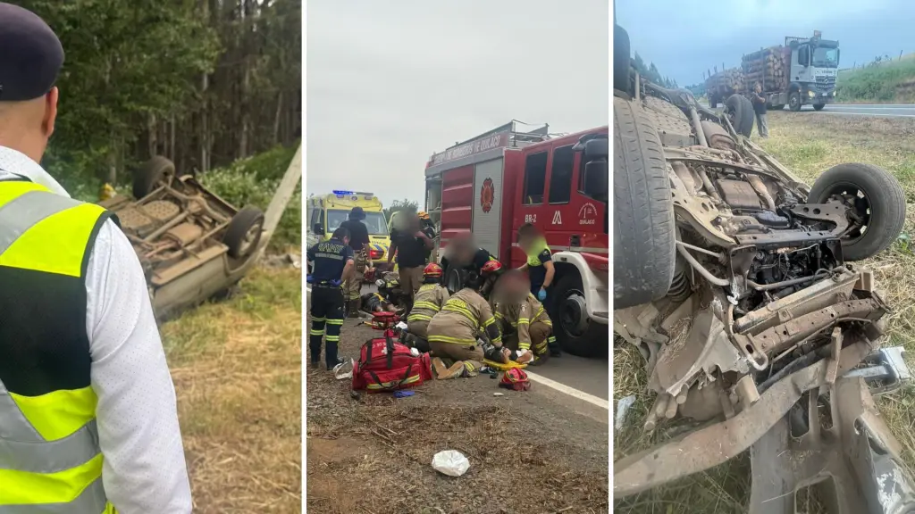 Dos pasajeros eyectados y un vehículo volcado dejó accidente de tránsito en Quilaco, La Tribuna