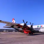 Avión Hércules C-130 en base María Dolores, Conaf