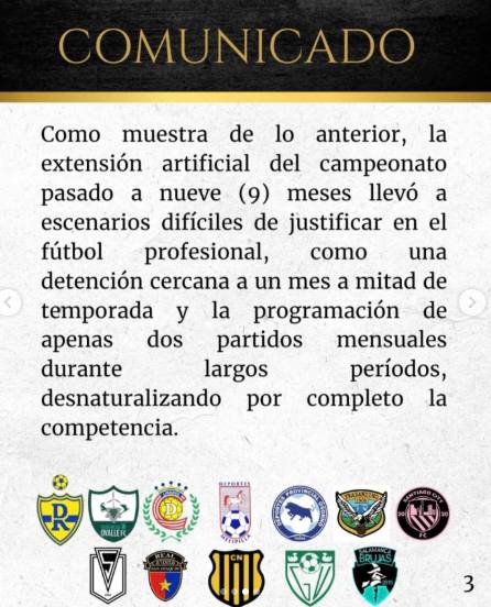 Comunicado / Clubes de Segunda División de Chile