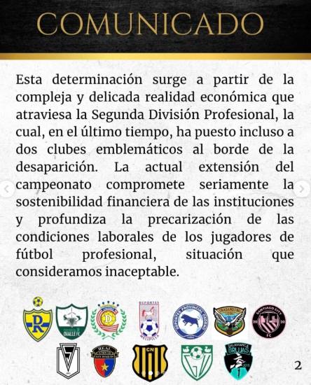 Comunicado / Clubes de Segunda División de Chile