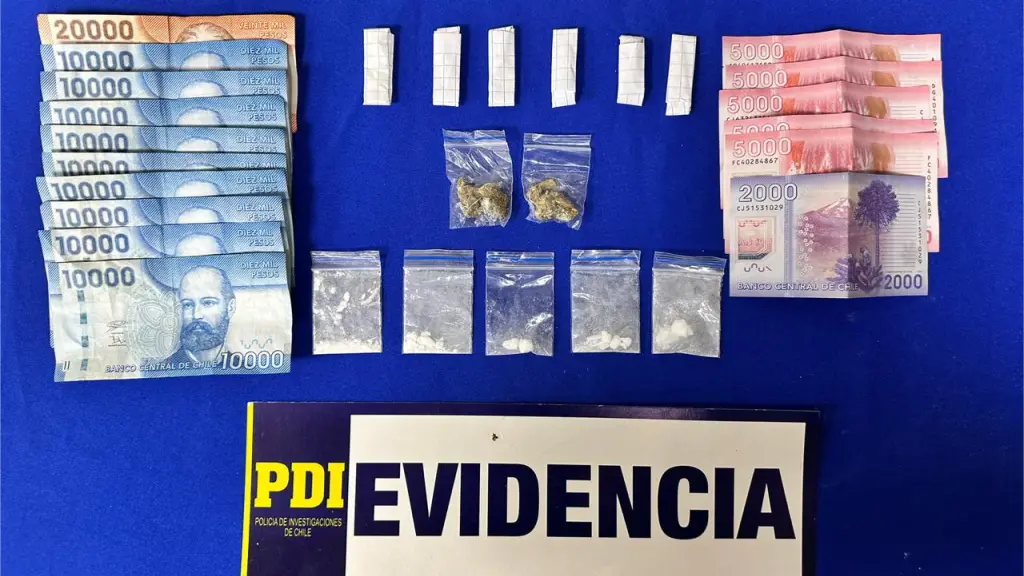 Cannabis sativa, clorhidrato de cocaína y cocaína base fue parte de la incautación de la PDI., PDI Araucanía