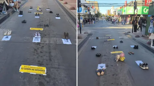 Los Ángeles conmemoró el Día Nacional contra el Femicidio con intervención en el centro de la ciudad