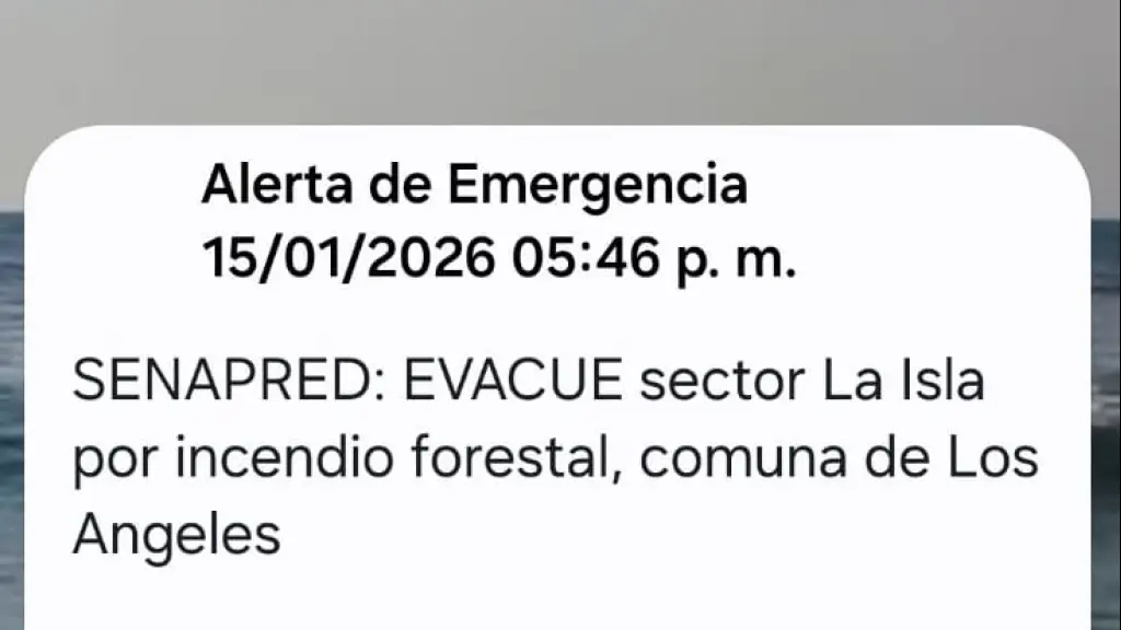 Alerta SAE por incendio forestal en el sector de La Isla, Captura de pantalla