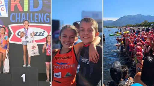 Angelina de 8 años obtuvo el primer lugar en el triatlón de Pucón