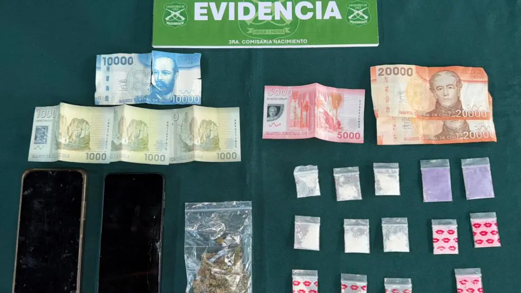 Droga, dinero y celulares fueron incautados por Carabineros en Nacimiento, Cedida