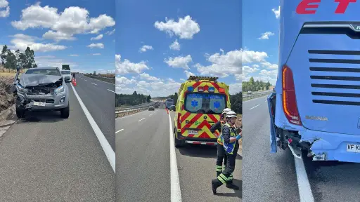 Colisión en ruta 5 sur deja cuatro personas lesionadas en Los Ángeles