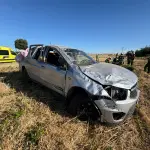 Vehículo accidentado en la mañana de este miércoles 7 de enero en Ruta 5 Sur al frente de Villa Génesis., Sexta compañía de Bomberos de Los Ángeles
