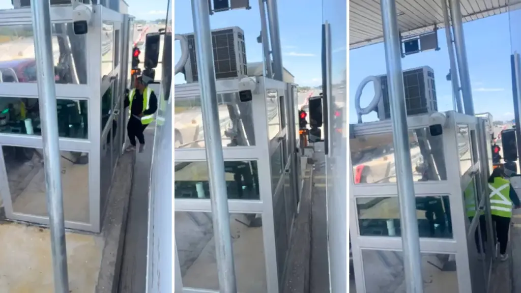 Capturas de pantalla del registro donde se escucha la denuncia de un trabajador de Conaf mientras el vehículo institucional permanecía detenido en el peaje Coihue, en la Ruta Nahuelbuta., Captura