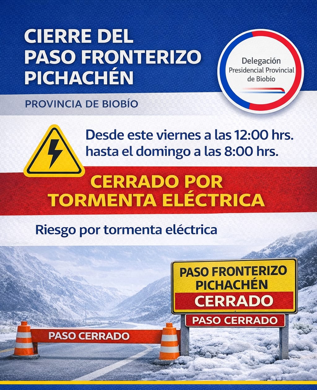 Cierre preventivo paso Pichachén / DPP Biobío
