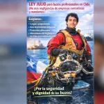 El afiche difundido en redes sociales llama a impulsar la denominada “Ley Julio”, orientada a fortalecer medidas de seguridad en el buceo profesional., Facebook “Buceo de Seguridad Pública Chile”