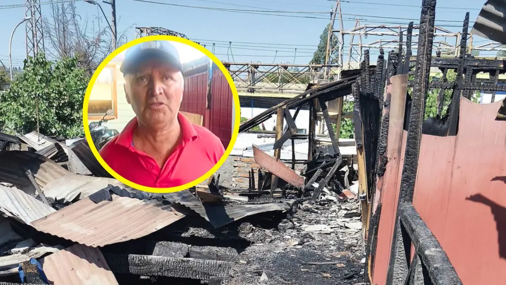 Juan Quilodrán, vecino de Laja, relató en un video la pérdida total de su vivienda., Carlos Andrés Garrido Venegas