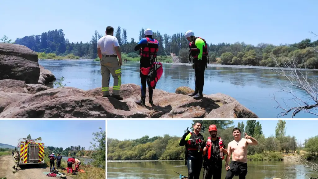 Voluntarios trabajaron en el área fluvial para concretar la extracción de la persona., Cuerpo de Bomberos Los Ángeles