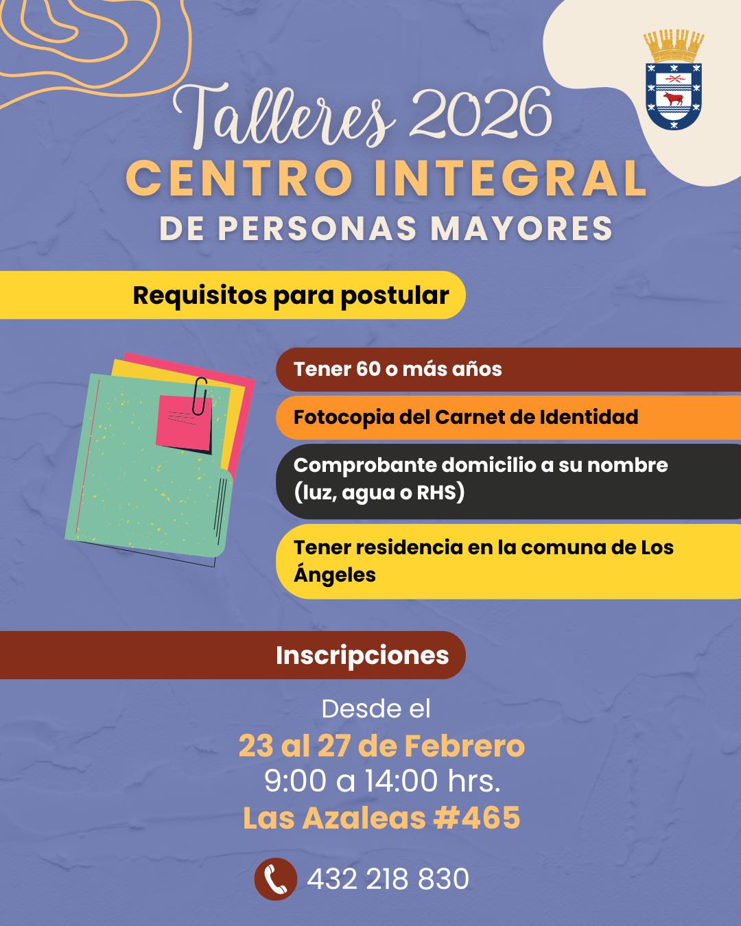Talleres 2026 Centro Integral de Personas Mayores / Municipalidad de Los Ángeles