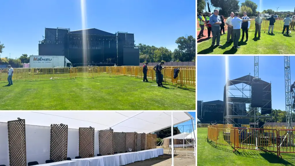 El escenario principal ya se encuentra instalado en el Estadio Municipal de Los Ángeles a la espera del inicio del show Vive Los Ángeles 2026. , Nicolás Maureira | La Tribuna