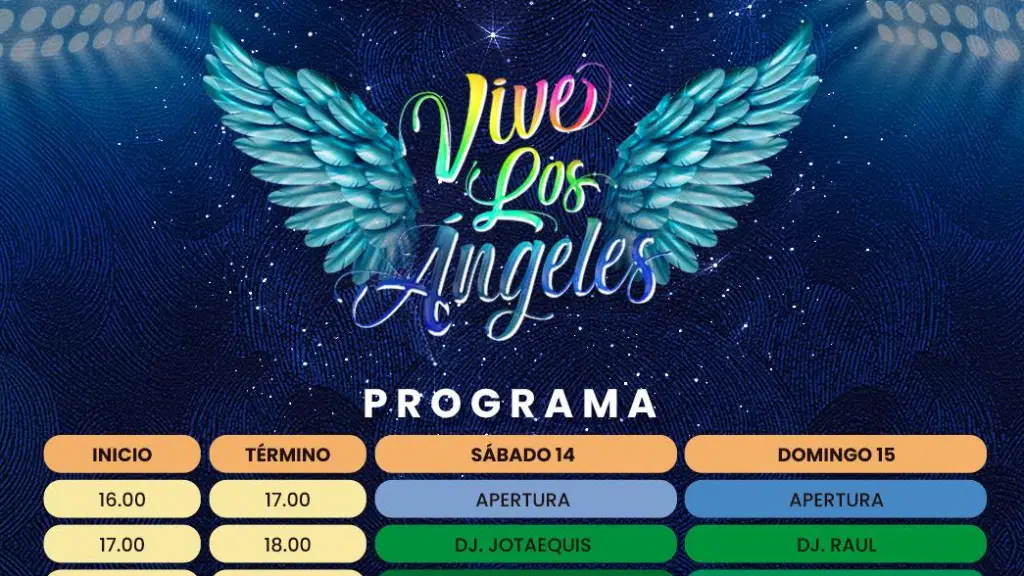Programación oficial del Vive Los Ángeles 2026 detalla los horarios de cada artista para el sábado y domingo, Municipalidad de Los Ángeles