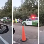 Camión de carga terminó volcado a un costado de la calzada en el kilómetro 471 de la Ruta 5 Sur, en las cercanías del cruce a Laja, durante la tarde de este miércoles., Redes sociales