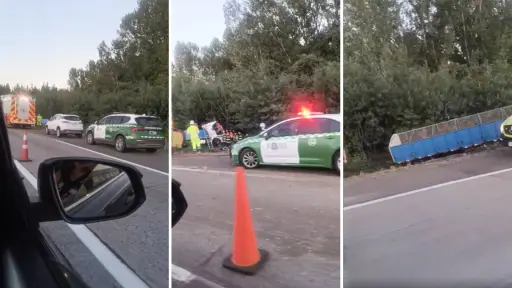 Volcamiento de camión movilizó a equipos de emergencia en la Ruta 5 Sur en Cabrero