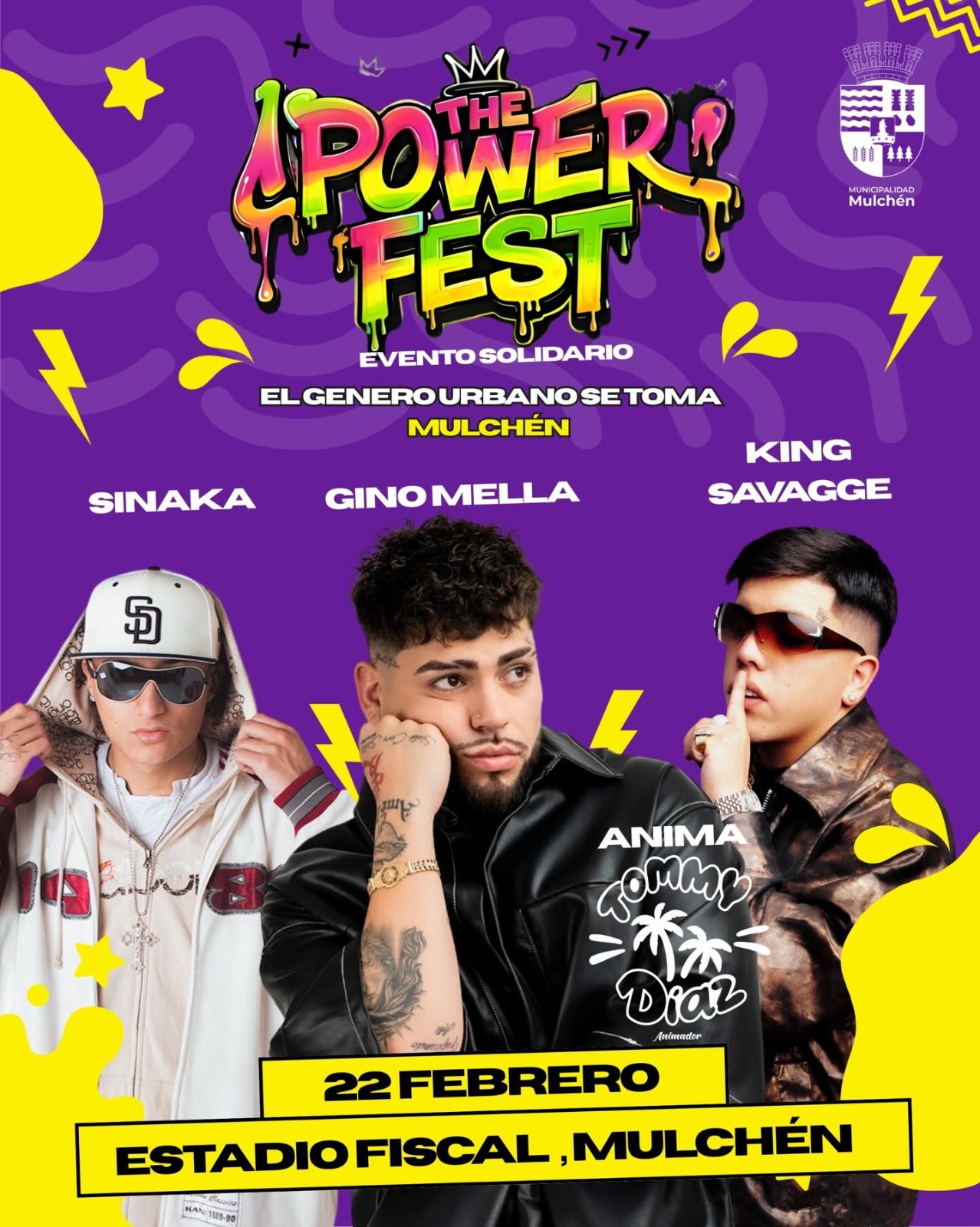 Con artistas nacionales de distintas generaciones y géneros, la Municipalidad organiza dos grandes espectáculos que buscan unir a vecinos y visitantes en torno a la cultura, el baile y la solidaridad. / Municipalidad de Mulchén