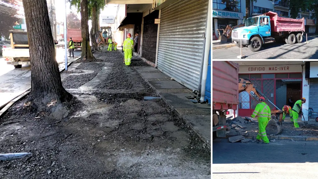 Trabajos se ejecutan en el tramo entre Valdivia y Colón, donde se reemplaza la superficie dañada para mejorar la circulación peatonal., Nicolás Maureira | La Tribuna