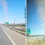 Columna de aire en rotación quedó registrada en video alrededor de las 15:30 horas, en la intersección del eje vial con la ruta hacia Santa Bárbara., Captura