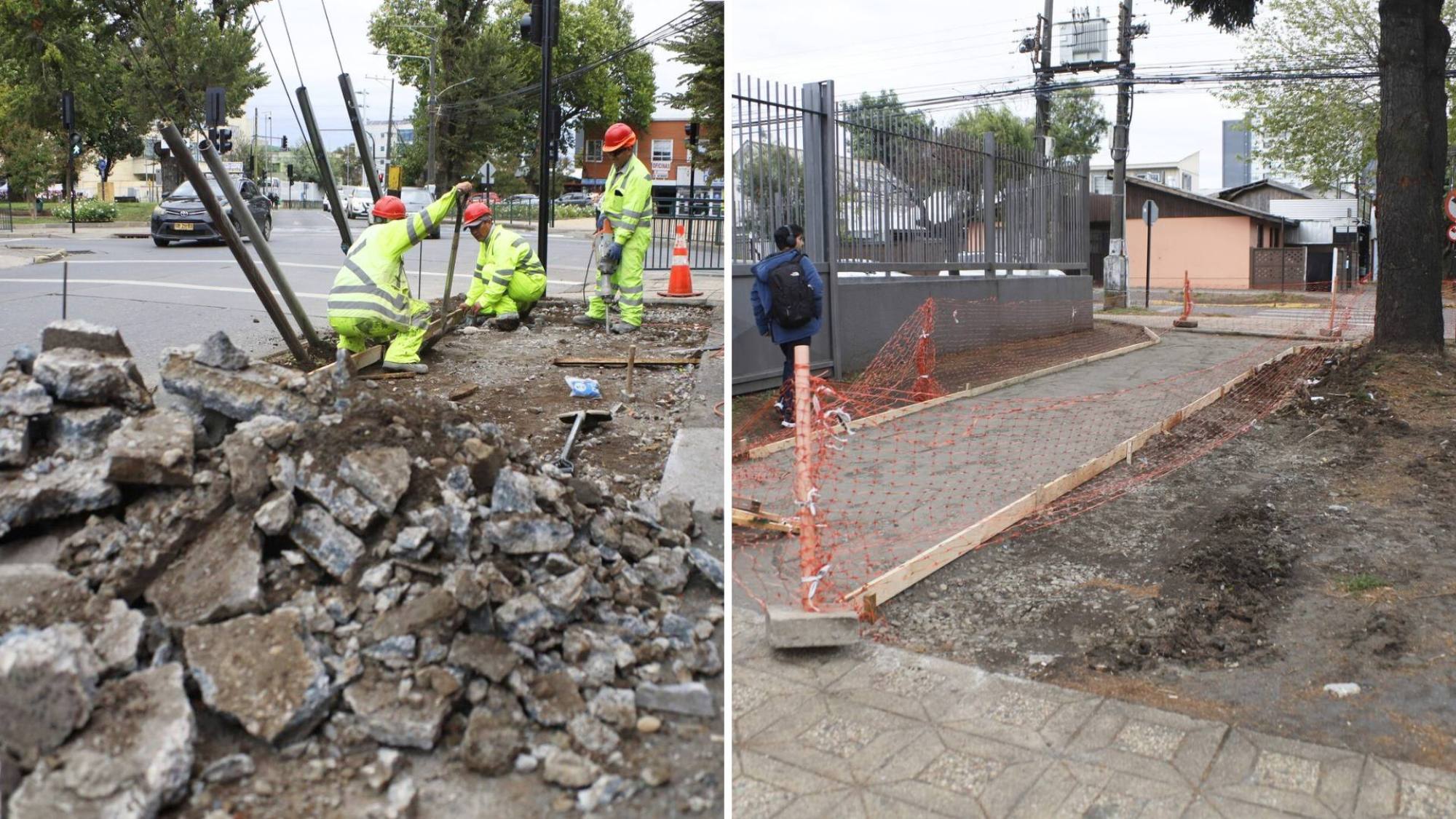 Avanza reposición de aceras en cinco tramos del sector céntrico de Los Ángeles