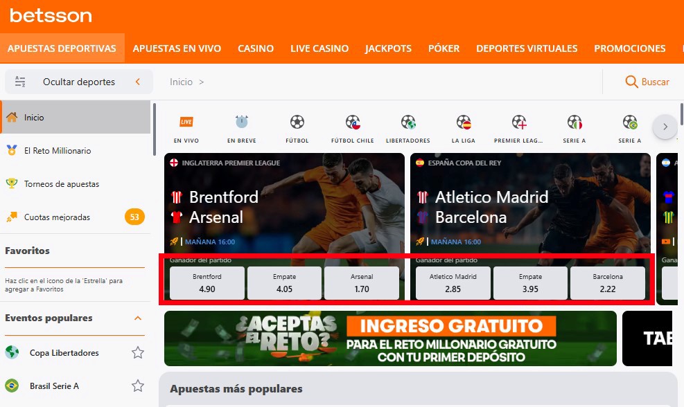 Cuotas previas y cuotas en vivo: Diferencias / Betsson