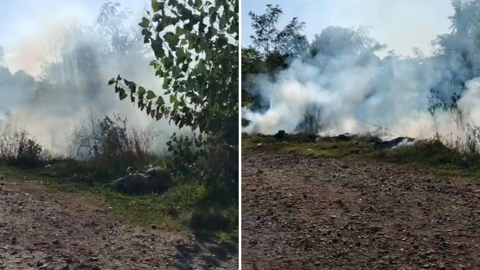 Reportan incendio de pastizales en Villa Galilea de Los Ángeles