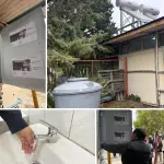 Sistema considera dos equipos termosifón de 150 litros cada uno, con respaldo mediante calefones y red de distribución interna certificada para abastecer al establecimiento., Cedidas