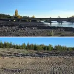 Trabajos de contención se ejecutan en el sector del Puente Calderones, en un tramo intervenido tras cambios en el cauce del río Duqueco., Municipalidad de Santa Bárbara