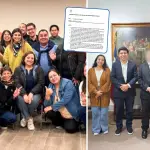 A la izquierda, dirigentes de RN Biobío vinculados a Claudio Eguiluz tras la difusión de antecedentes del proceso eleccionario interno; a la derecha, directiva encabezada por Ignacio Fica., La Tribuna