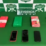 Droga y celulares fueron incautados por personal especializado del O.S.7, Carabineros de Chile