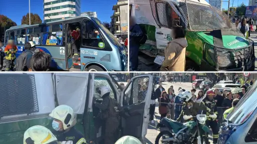 Colisión entre microbús y vehículo de Carabineros deja 11 lesionados en pleno centro de Concepción