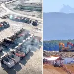 El ataque incendiario ocurrido el 20 de abril de 2025 dejó 45 camiones y cinco maquinarias destruidas, además de dos guardias lesionados en faenas de la central., Cedidas