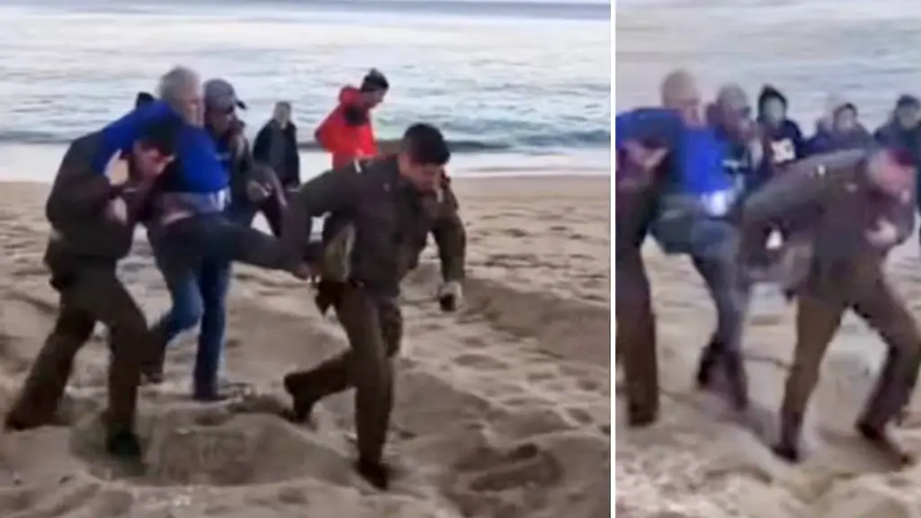 Personal de Carabineros de Chile del retén Dichato participó en el procedimiento registrado durante la mañana en el borde costero, colaborando en la atención de la emergencia., @CarabBioBio