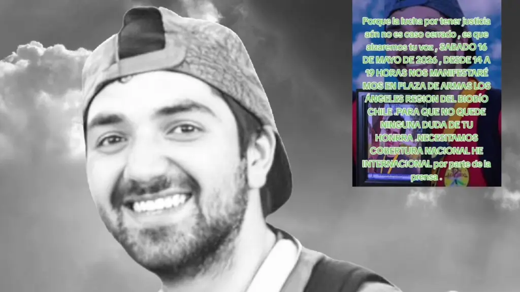 Familiares y cercanos de Gerson Jara difundieron la convocatoria para la jornada que se desarrollará este sábado en la Plaza de Armas de Los Ángeles., Cedida
