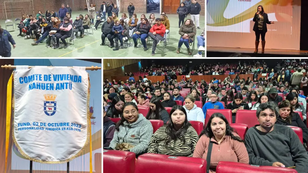 La actividad realizada en el Cine Municipal de Los Ángeles congregó a integrantes del comité habitacional y autoridades locales en una jornada marcada por la alta asistencia de familias vinculadas a la iniciativa., Cedidas