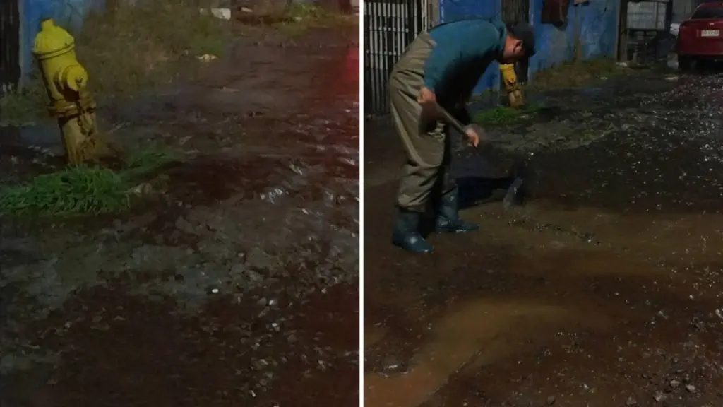 Choque contra grifo provocó anegamiento de patios en cuatro viviendas de Villa Génesis de Los Ángeles, Cedidas